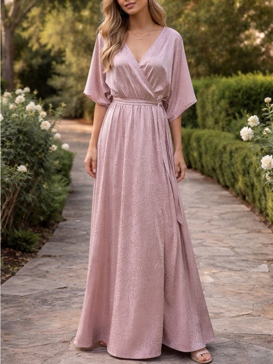Baltic Born Dresses & Skirts - Baltic Born Leopard Jacquard Mauve Wrap Maxi Dress Sz S